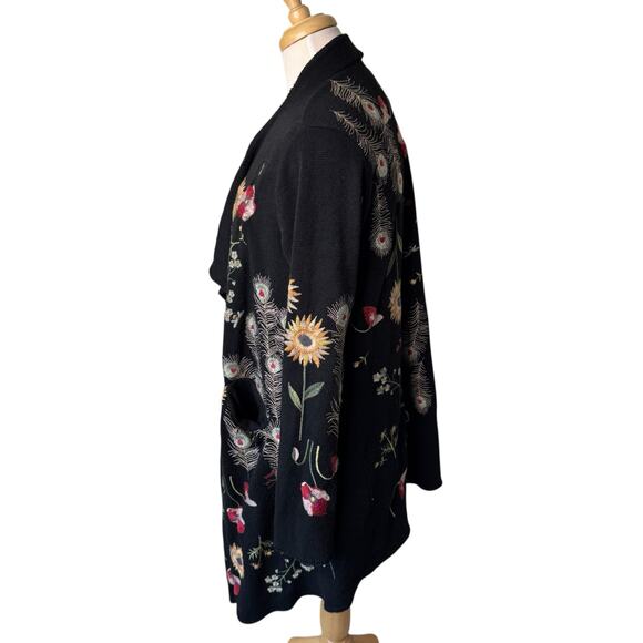 JOHNNY WAS Perennial Cardigan Sweater Black Size Small - Picture 5 of 11